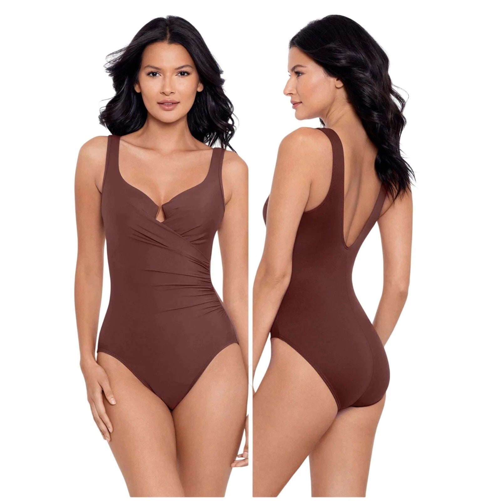 Miraclesuit NWT Must Haves Escape One Piece Swimsuit Size 8 Brown Underwire