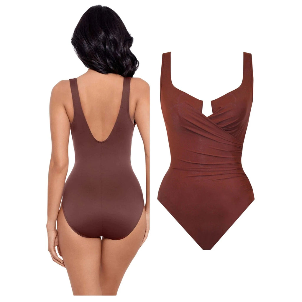Miraclesuit NWT Must Haves Escape One Piece Swimsuit Size 8 Brown Underwire