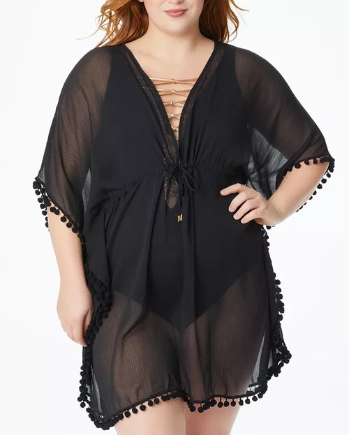 Bleu by Rod Beattie Caftan Sheer Swim Cover Up - size 2X / XXL - Black