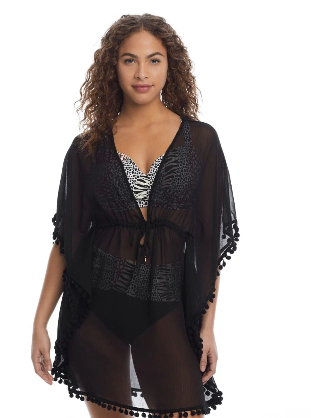 Bleu by Rod Beattie Caftan Sheer Swim Cover Up - size 2X / XXL - Black